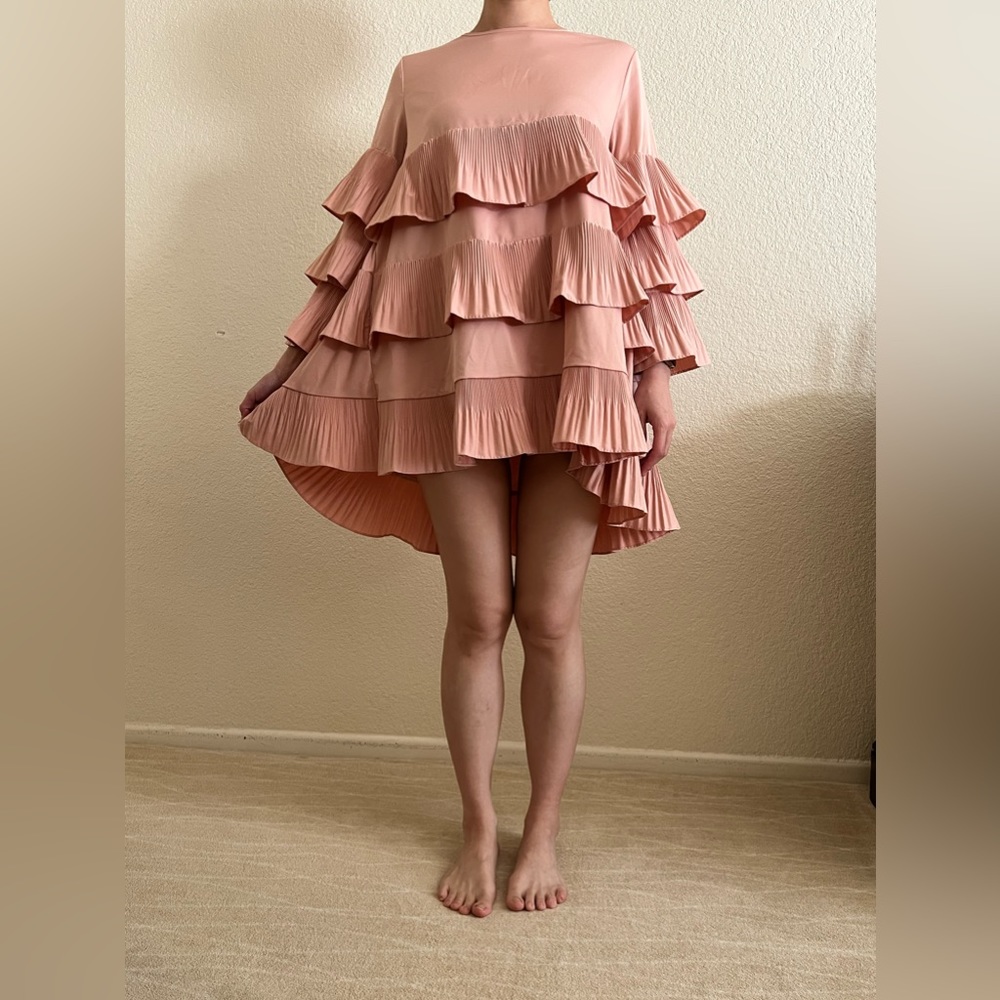 Pixie Market peachy ruffle mini dress Sz S/M